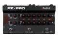 Black Radial Engineering PZ-PRO audio equalizer with knobs, toggle switches, and footswitches for two channels.
