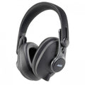 Black over-ear headphones with cushioned ear pads and adjustable headband showing AKG logo on ear cups.