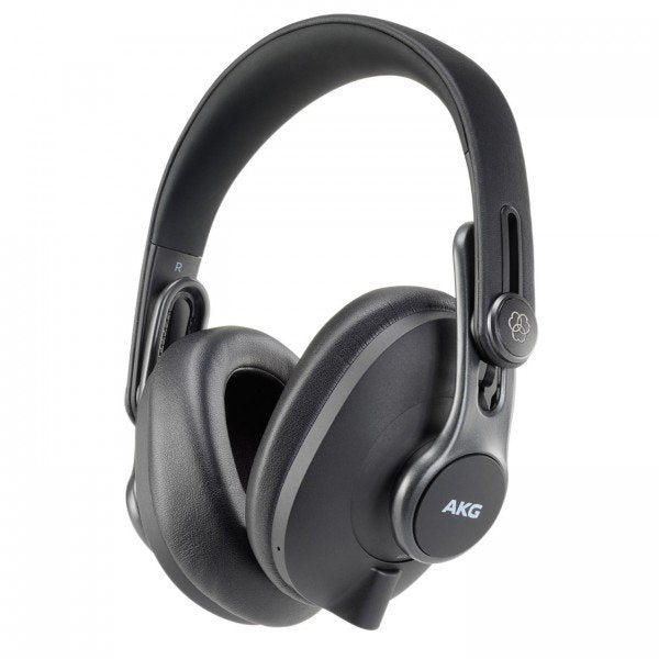 Black over-ear headphones with padded ear cups and headband, showing the AKG logo on the ear cup.