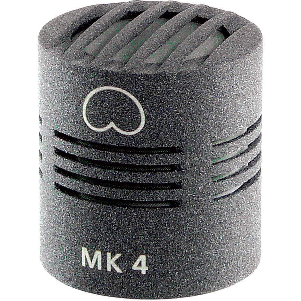 Black cylindrical microphone capsule with a grille and white 'MK 4' text on the side.