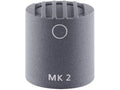 Front view of a gray cylindrical microphone capsule marked MK 2 with a circular logo above the text.