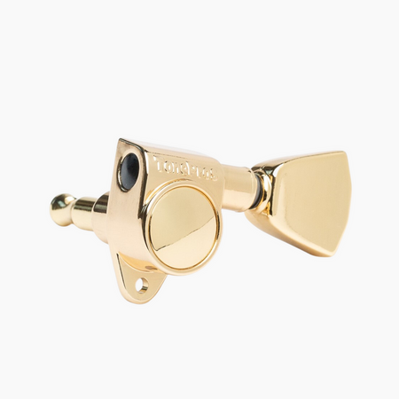 Single gold guitar tuning machine with TonePros branding on the housing