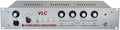 Metal audio preamp unit with multiple rotary knobs, toggle switches, a combo input jack, and labeled controls on front panel.