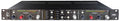 Front panel of a black audio converter device with dual channel controls and various knobs and indicator lights.