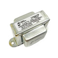 Silver metal transformer labeled Hammond Manufacturing 1760CP with technical specifications visible on top.