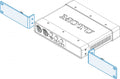 Line drawing of a MOTU device with two separate half-rack mounting brackets shown for attaching to the device sides.