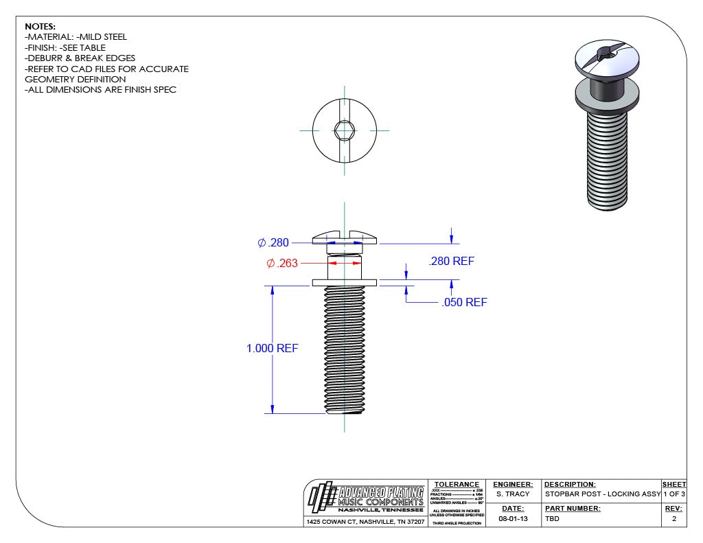 Advanced Plating Locking Stop Bar Tailpiece Studs With Domed Button Head – Imperial