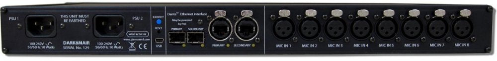GLENSOUND DARK8MAIR - 8 Channel Dante/AES67 Microphone Preamp, studio recording microphone body