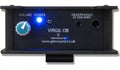 Front panel of a black Glensound Virgil OB headphone amplifier with volume knob, power indicator, and headphone jack.