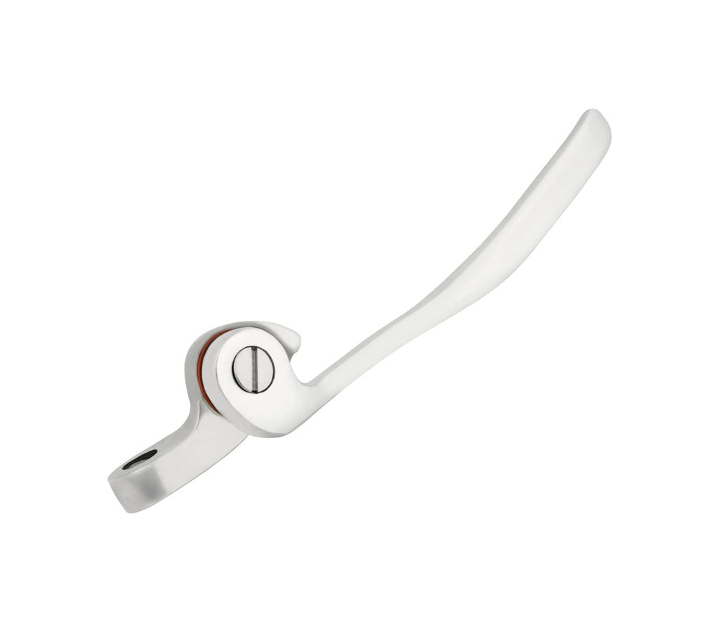 Polished silver metal handle assembly with a circular joint and a red washer visible inside the joint.