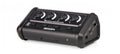 Black ZOOM ZHA-4 headphone amplifier with four volume knobs, buttons, USB-C port, and audio input jack.