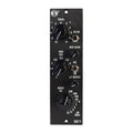 Black audio equalizer module with three rotary knobs, two toggle switches, and one 1/4 inch input jack.