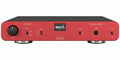 Front view of a red SPL Phonitor se headphone amplifier with volume knob, toggles, headphone jack, and power switch.