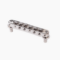 Silver metal roller bridge for guitar with adjustable screw knobs on either end