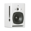 White studio monitor speaker with black woofer and tweeter, front bass port, and PSI AUDIO branding on the side.