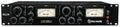 Front panel of a black dual channel optical audio compressor with knobs, switches, and VU meters from Buzz Audio.