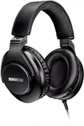 Black over-ear wired headphones with cushioned ear pads and fabric headband interior.