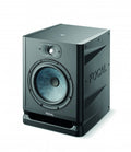 Black studio monitor speaker with blue cone and FOCAL branding on front and side.