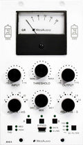 White audio device panel with black knobs, meter, push buttons, and a USB port labeled WesAudio.