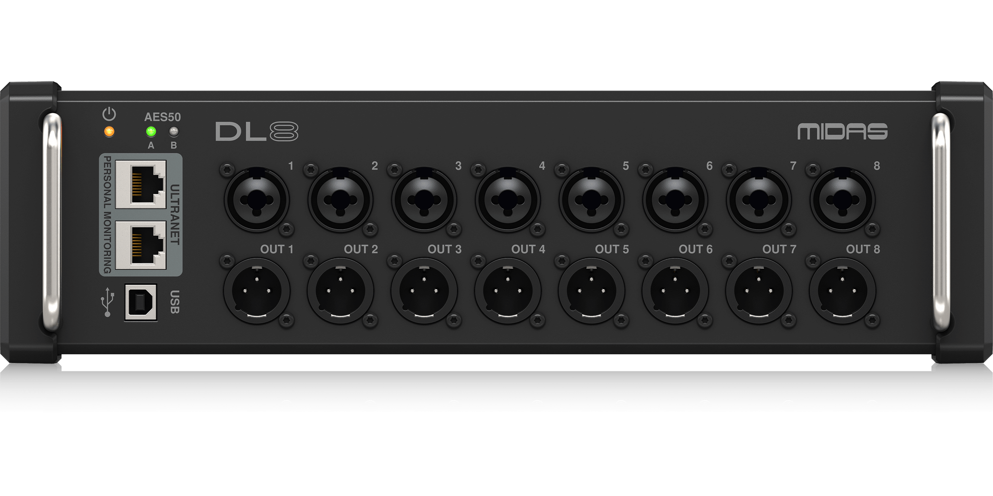 PoE-Powered 8 Input/Output Stage Box with Midas PRO Microphone Preamplifiers