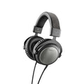Over-ear wired headphones with black cushioned ear pads and silver outer ear cups branded beyerDynamic.