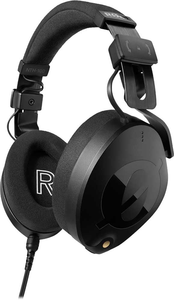 Black over-ear headphones with plush ear pads and wired connection with RØDE branding on headband and ear cups.