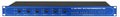 Front panel of a Lavry Synchrony-16 master clock with knobs, LEDs, and diagnostic indicators on a blue metal faceplate.