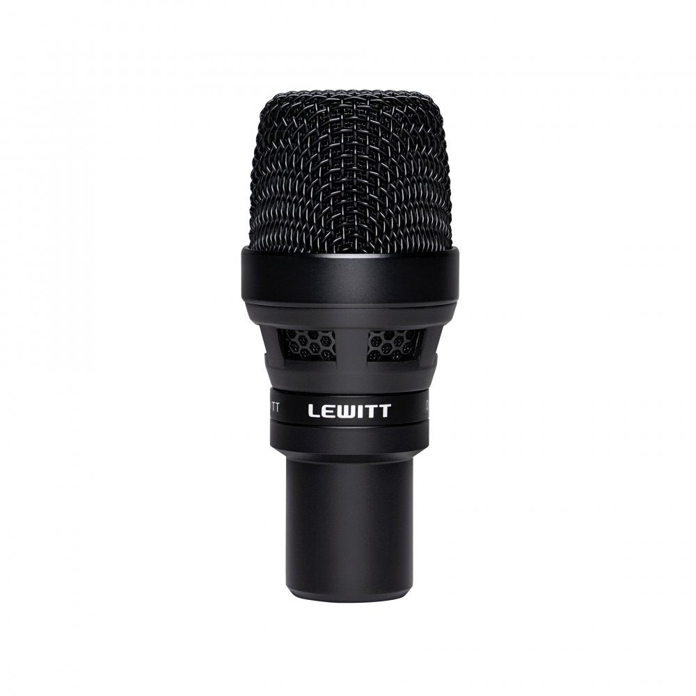 Black Lewitt branded microphone with metal mesh grille and cylindrical body.
