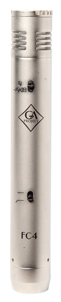 Silver cylindrical microphone with GA Project logo and two toggle switches on the front.