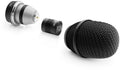Disassembled black and silver microphone components including grille, capsule marked 4018V, and a mounting adapter.