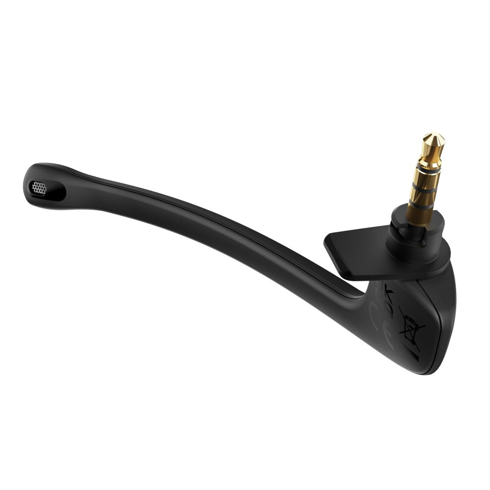 Black microphone boom with a 3.5mm audio plug connector at the base.