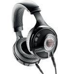 Black over-ear headphones with perforated ear cushions and detachable cables, showing FOCAL branding.