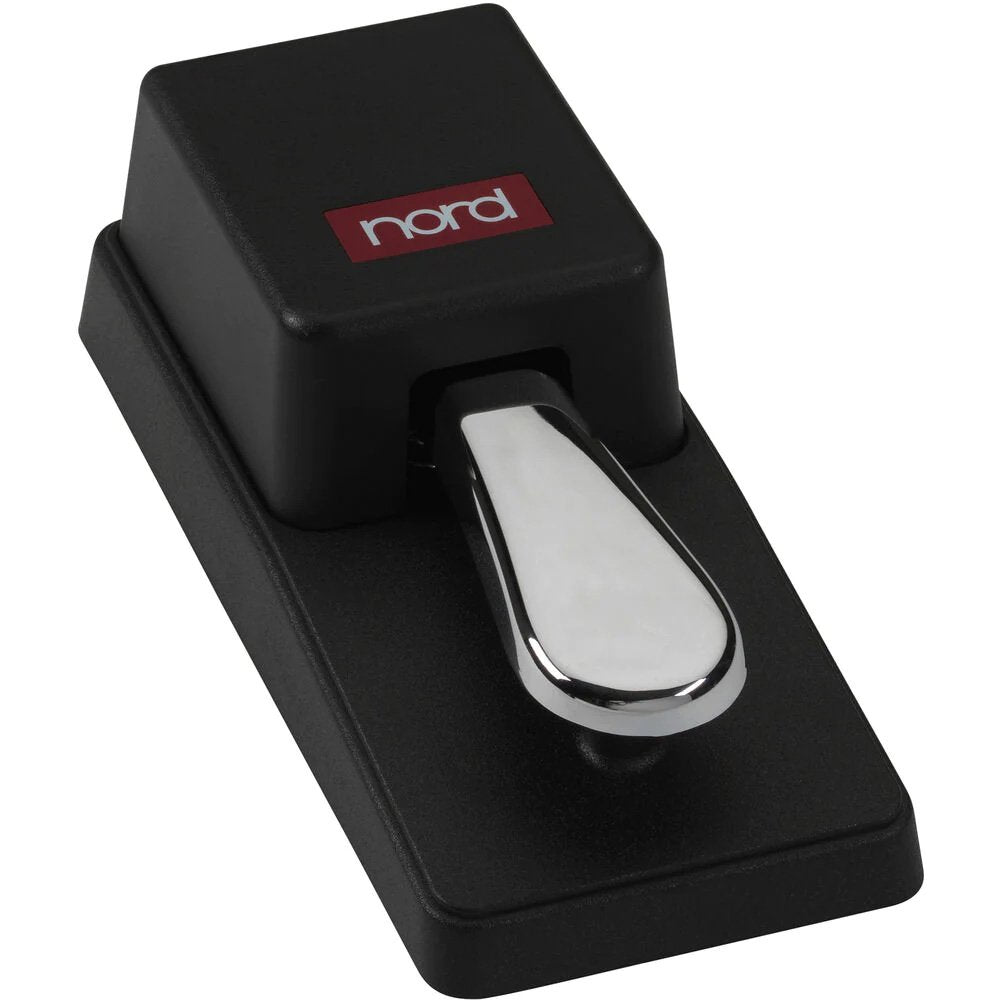 Black pedal with a silver lever and a red Nord logo on top.