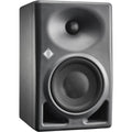 Black studio monitor speaker with a tweeter, woofer, and Neumann diamond logo on front.