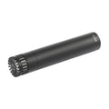 Black cylindrical microphone with grille on one end and model number 2012 on the other end.
