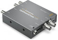 Gray Blackmagic Design Mini Converter UpDownCross HD with multiple BNC connectors, HDMI and USB-C ports.