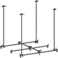 Metal frame assembly with vertical and horizontal rods connected by adjustable knobs.
