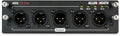 Black Allen & Heath device front panel with five XLR output connectors and sample rate indicator LEDs.