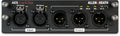 Audio interface panel with two XLR inputs and four XLR outputs labeled with sampling rates and SRC bypass buttons.