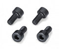 Four black metal socket head screws with hex drive heads shown on a white background.