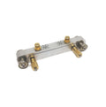 Metal nut and saddle sander tool with gold knurled knobs on a white background.