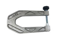Silver metal clamp with black rotary knob and white plastic spacer part, marked IBEX and CL 2.