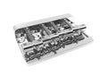 Chrome metal bridge with four adjustable saddles for stringed instrument mounting