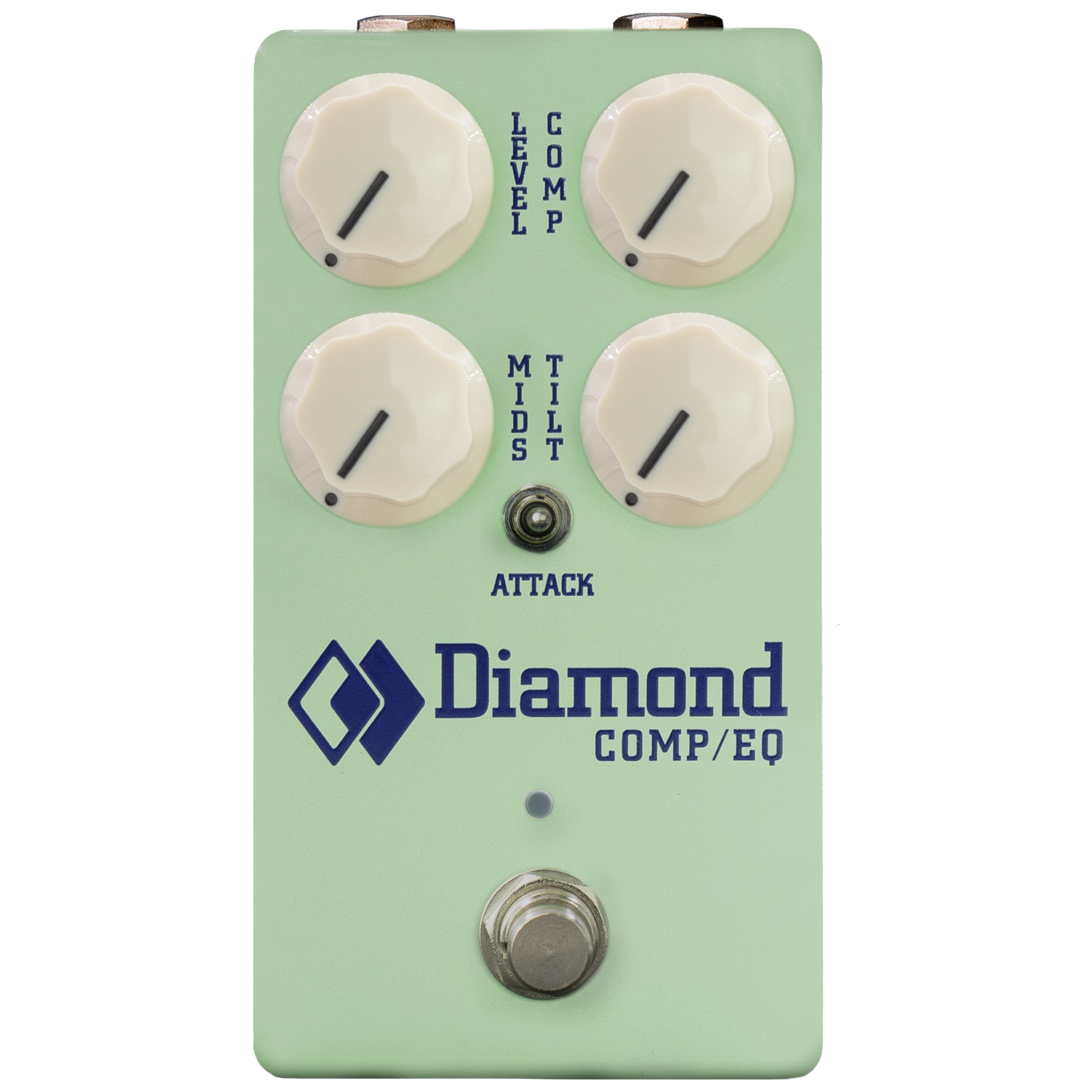 Surf green guitar effects pedal with four knobs, a toggle switch, and footswitch labeled Diamond COMP/EQ.