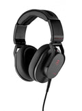 Black over-ear headphones with padded ear cups connected by a headband and a wired cable.