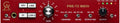 Red audio preamplifier unit with multiple buttons, knobs, and a 1/4 inch jack on front panel.