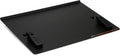 Black rectangular flat plate with two black magnetic clamps and printed text on the surface.