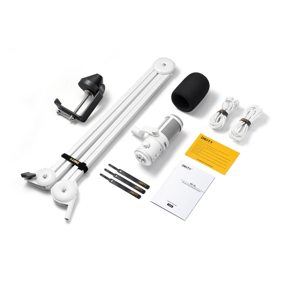 DEITY MICROPHONES VO-7U Podcast Kit - White Edition (USB Microphone), studio recording microphone body
