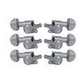 Set of six chrome guitar machine heads with kidney-shaped knobs and GROVER branding