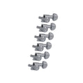 Set of six chrome guitar machine heads arranged in a vertical line.